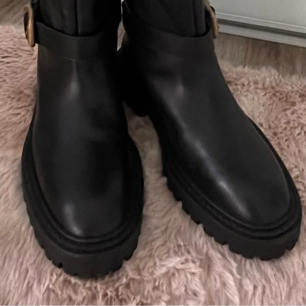 ZARA LEATHER BOOTS WITH BUCKLE US 6.5 - Picture 13 of 15